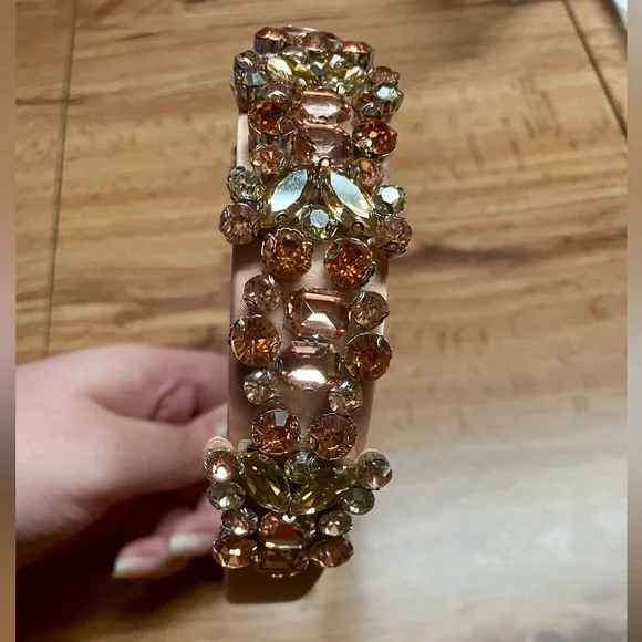 Peach Rhinestone Embellished Headband - Picture 2 of 6